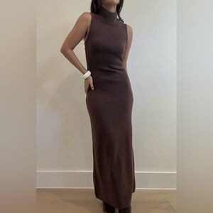 Et Clet Chocolate Brown Knit Midi/Maxi Dress